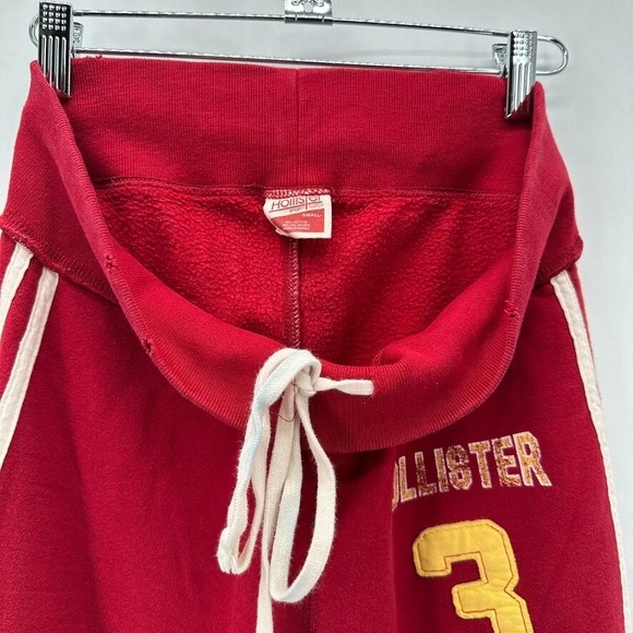 Vintage Hollister Fleece Sweatpants Juniors S Red Flare Leg Stripe 90s Y2K Cozy - Picture 9 of 12